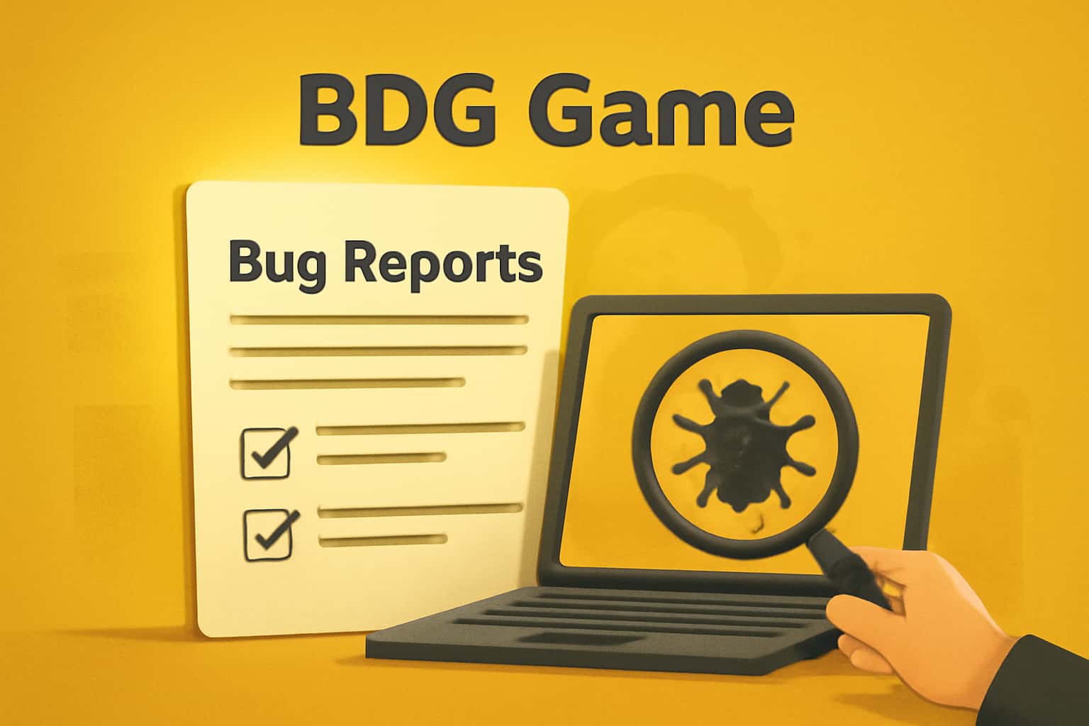 An informative scene about bug reports for BDG Game.