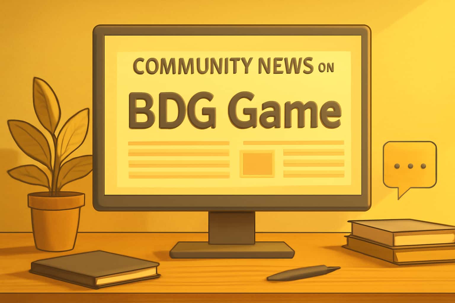 Informational scene showcasing Community News on BDG Game with a futuristic design.