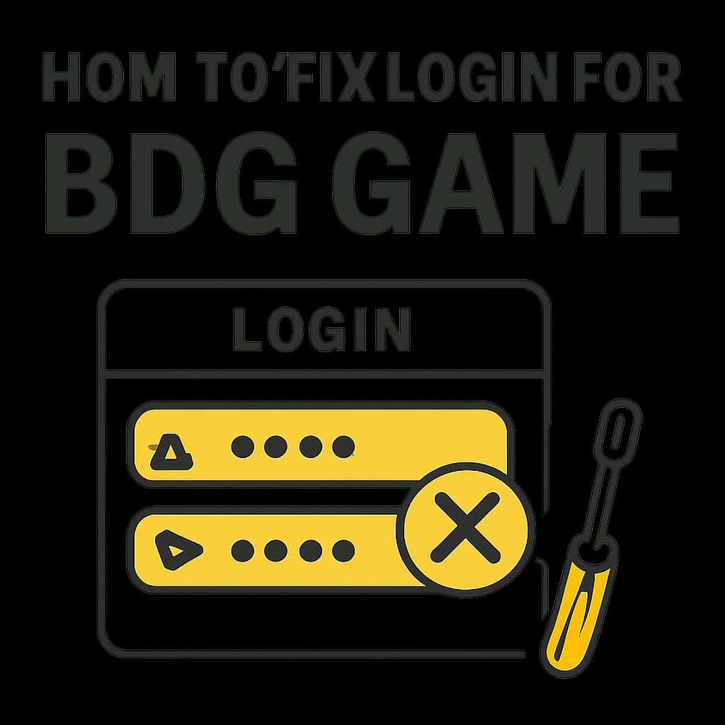 Illustration detailing troubleshooting steps for BDG Game login issues.